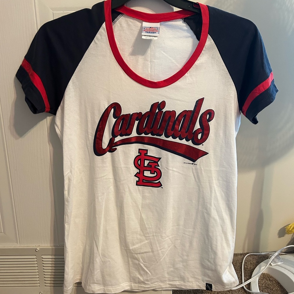 Cardinals Women’s  T-Shirt - White and Navy Sleeves
